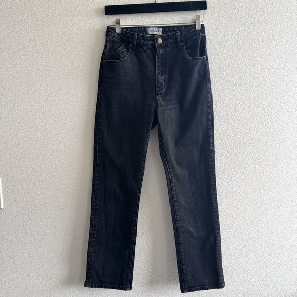 Rolla’s Original High Rise Straight Leg Jeans Washed Black Minimal - Picture 3 of 13
